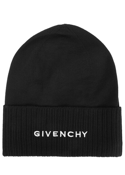  Givenchy Logo-embroidered Wool Beanie - Black - One Size 