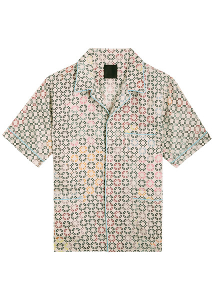  Givenchy Logo-intarsia Silk Pyjama Shirt - Multicoloured 1 - L 
