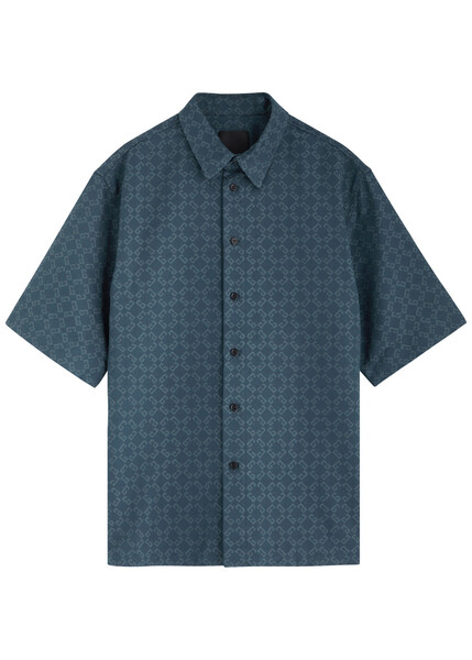  Givenchy Logo-monogrammed Jacquard Cotton-blend Shirt - Navy - S 
