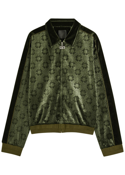  Givenchy Monogram-jacquard Velvet Jacket - Green - S 