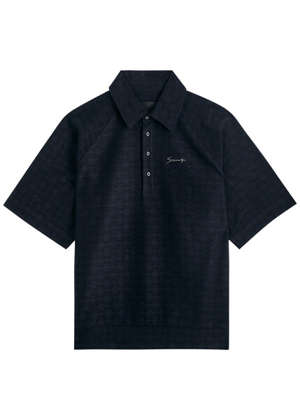  Givenchy Patterned-intarsia Cotton Polo Shirt - Black - S 