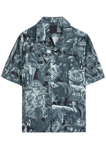  Givenchy Printed Silk-twill Shirts - Navy - 41 (c16 / L) 