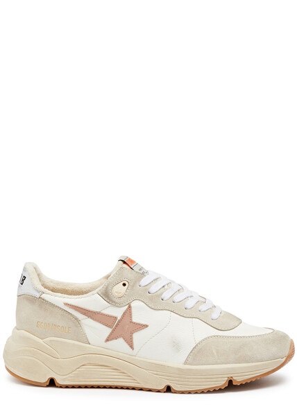  Golden Goose Running Sole Panelled Leather Sneakers - Pearl - 40 (it40 / Uk7), Golden Goose Trainers, Ripped - 40 (it40 / Uk7) 