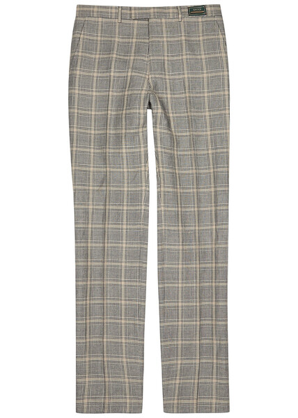  Gucci Checked Linen And Wool-blend Trousers - Grey - 48 