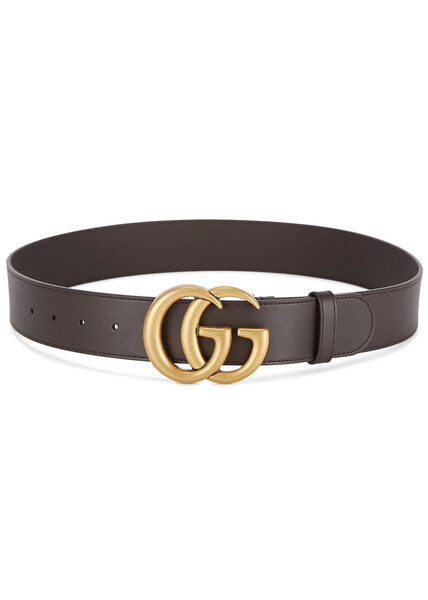  Gucci Gg Leather Belt - Brown 