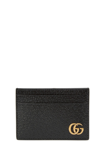  Gucci Gg Marmont Leather Card Holder, Card Holder, Black 