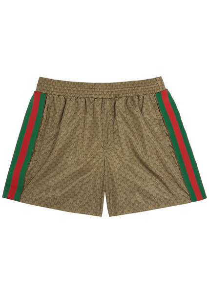  Gucci Gg Supreme Monogrammed Shell Swim Shorts - Brown 