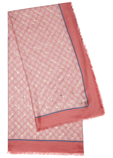  Gucci Gg Supreme Printed Modal-blend Scarf - Light Pink 