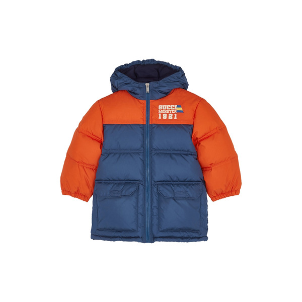  Gucci Kids Panelled Quilted Shell Jacket - Blue 