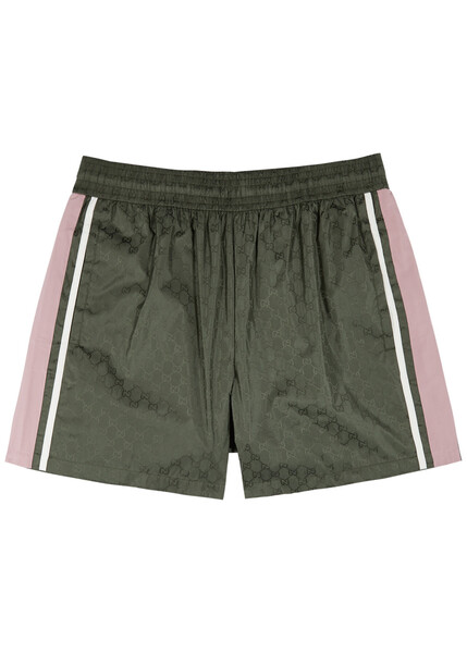  Gucci Logo-jacquard Shell Swim Shorts - Green 