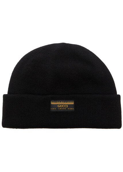 Gucci Logo Wool Beanie - Black 