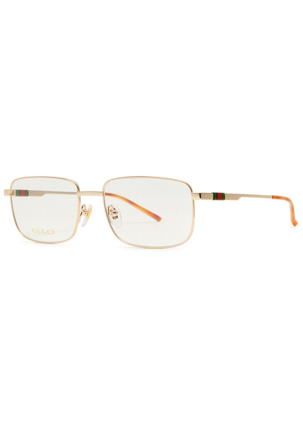  Gucci Rectangle-frame Optical Glasses - Gold - One Size 