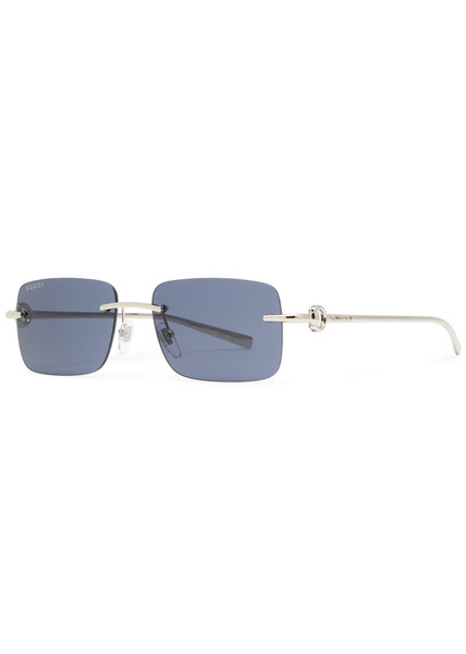  Gucci Rimless Rectangle-frame Sunglasses - Silver - One Size 