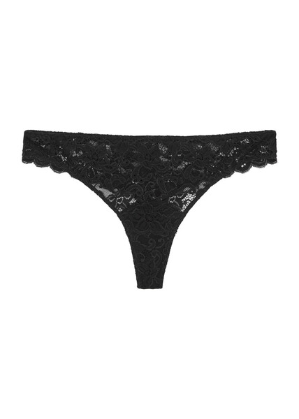  Hanro Moments Lace Thong - Black - Xs 