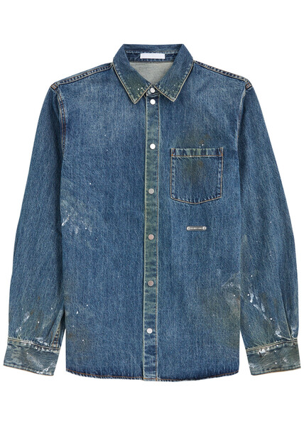  Helmut Lang Distressed Denim Overshirt - Indigo - 44 (it44 /xs) 