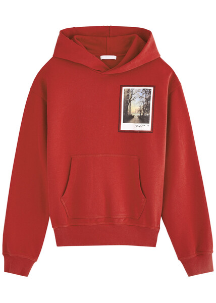  Helmut Lang Postcard Printed Hooded Cotton Sweatshirt - Red - L 