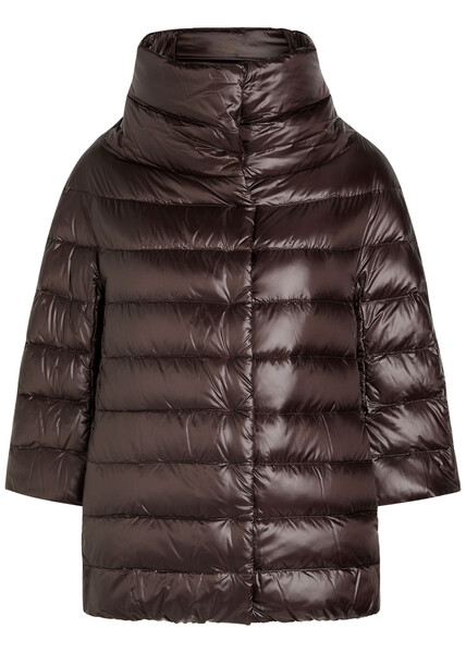  Herno Aminta Quilted Glossed Shell Jacket - Dark Brown - 44 (uk12 / M) 