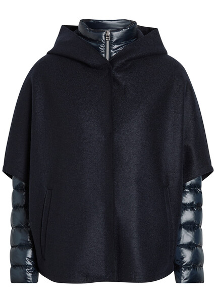  Herno Layered Quilted Shell And Wool Jacket - Navy - 46 (uk14 / L) 