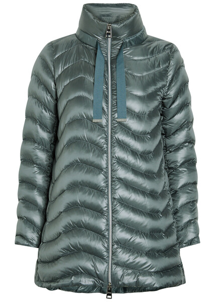  Herno Quilted Glossed Shell Jacket - Blue - 50 (uk18 / Xxl) 
