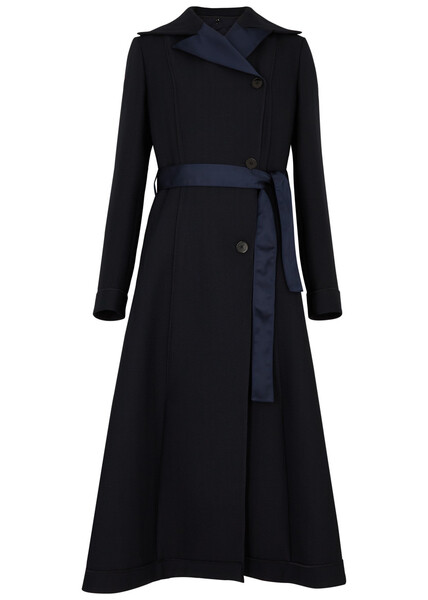  High Anonymity Belted Twill Coat - Navy - 10 