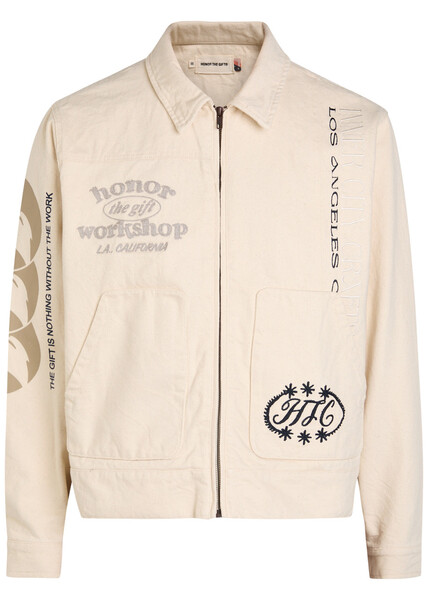  Honor The Gift Embroidered Denim Jacket - Natural - Xl 