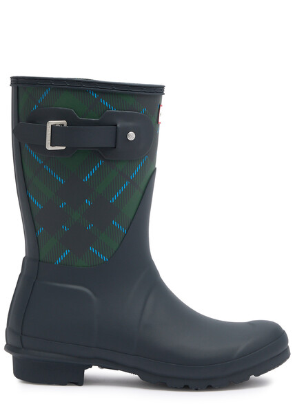  Hunter Original Short Checked Rubber Wellington Boots - Navy - 38 (it38/ Uk5) 