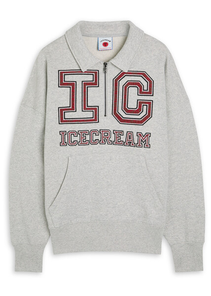  Ice Cream Collegiate Quarter-zip Cotton Sweatshirt - Grey - L 