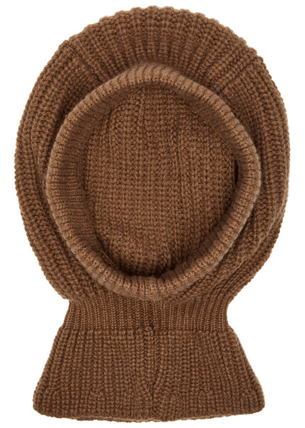  Inverni Ribbed Cashmere Balaclava - Chocolate - One Size 