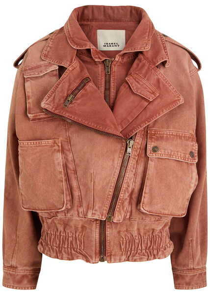  Isabel Marant Aneli Padded Denim Jacket - Orange - 38 (uk10 / S) 