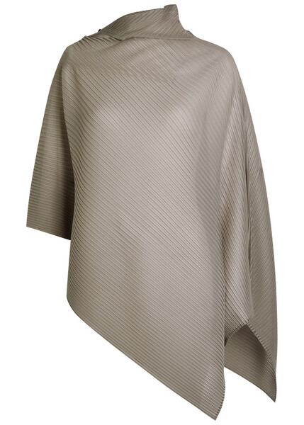  Issey Miyake Asymmetric Pleated Chiffon Top - Light Grey - 2 