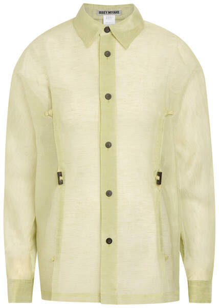  Issey Miyake Drawstring Organza Shirt - Olive - 2 
