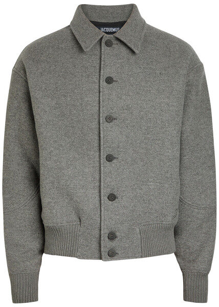  Jacquemus Le Feltro Melange Wool Bomber Jacket - Grey - 48 (it48 / M) 