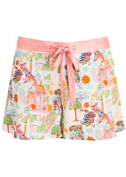  Jessica Russell Flint Paradise Island Printed Stretch-silk Pyjama Shorts - Multicoloured - S (uk8-10 / S) 