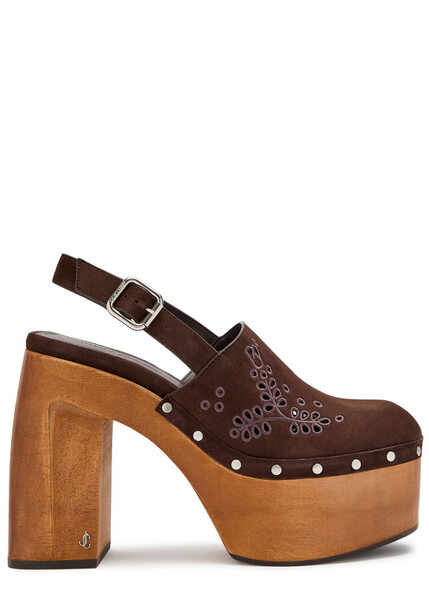  Jimmy Choo Alida 135 Embroidered Slingback Clogs - Brown - 39 (it39 / Uk6) 
