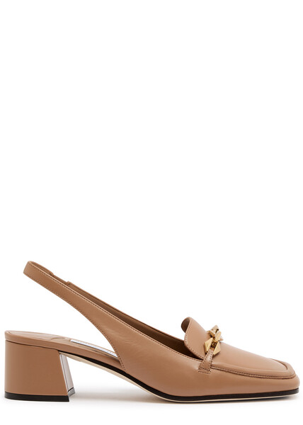  Jimmy Choo Diamond Tilda 45 Leather Slingback Pumps - Tan 