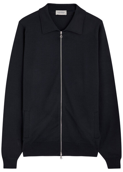  John Smedley Alston Wool Overshirt Jacket - Navy - L 