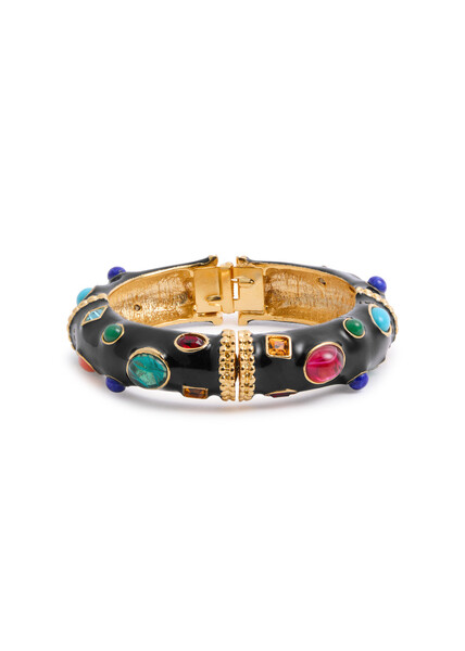  Kenneth Jay Lane Embellished Enamelled Bangle - Black - One Size 
