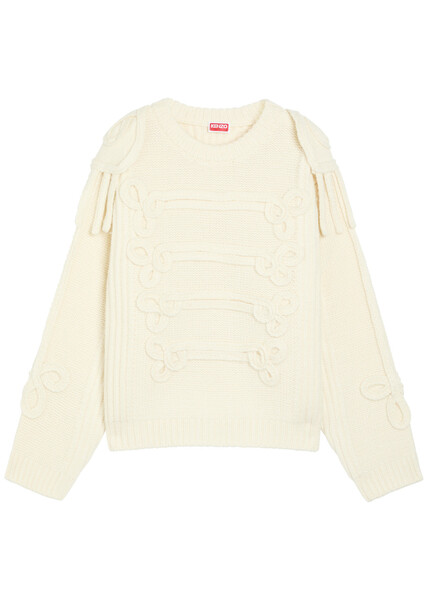  Kenzo Fisherman Cable-knit Wool-blend Jumper - Off White - S 