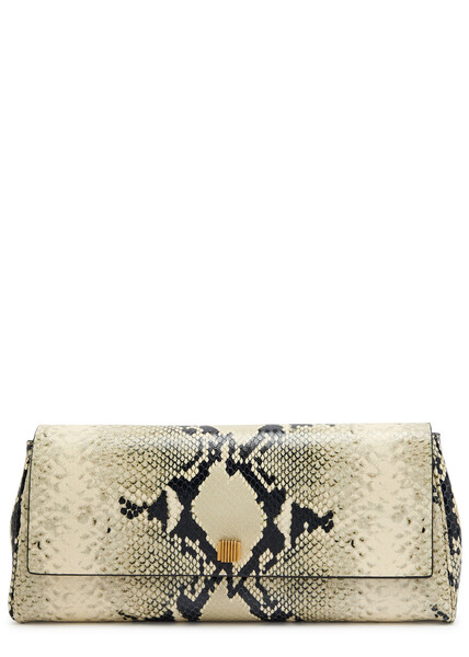  Khaite Audrey Python-effect Leather Clutch - Natural - One Size 