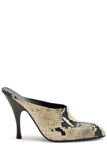 Khaite Colt 100 Python-effect Leather Mules - Beige - 38 (it38 / Uk5) 