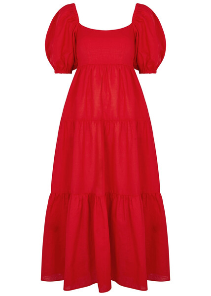 Kitri Gianna Red Linen-blend Maxi Dress - 12 