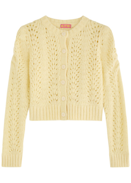  Kitri Matilda Pointelle-knit Cardigan - Yellow - S (uk8-10 / S) 