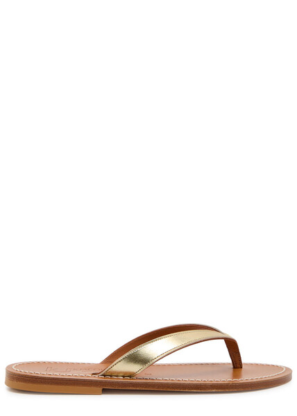  Kjacques Torino Metallic Leather Flip Flops - Gold - 40 (it40 / Uk7) 