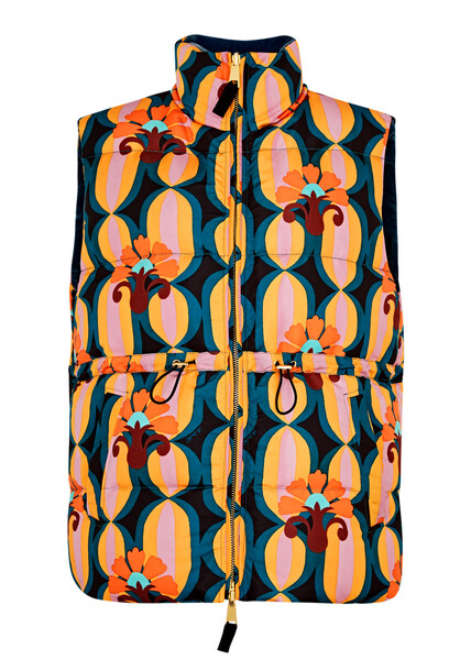  La Double J Printed Reversible Quilted Shell Gilet - Multicoloured - Xs (uk6 /xs) 