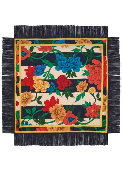  La Double J Reversible Printed Fringed Scarf - Multicoloured - One Size 