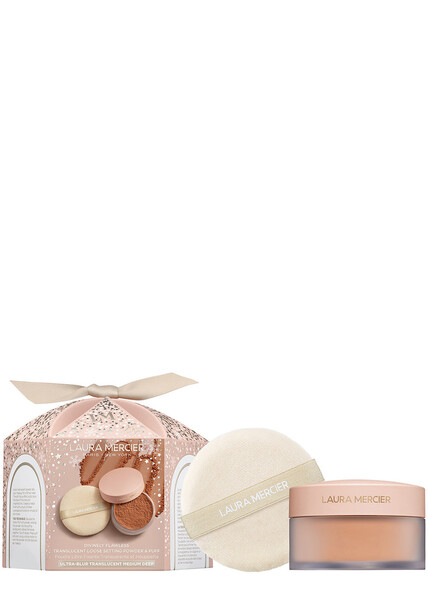  Laura Mercier Divinely Flawless Ultra Blur Translucent Loose Setting Powder & Velour Puff - Ult Blur Med Deep 