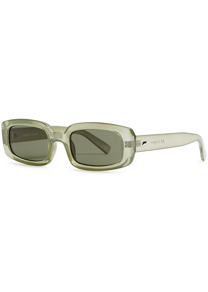  Le Specs Dynamite Rectangle-frame Sunglasses - Green - One Size 