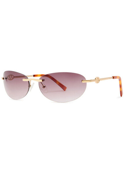  Le Specs Slinky Rimless Oval-frame Sunglasses - Gold - One Size 