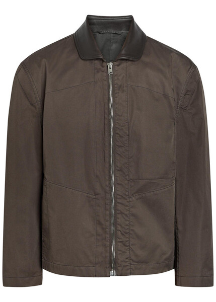  Lemaire Leather-collar Cotton Jacket - Brown - Xs 