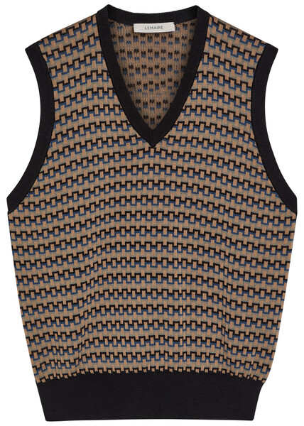  Lemaire Patterned V-neck Cotton-knit Vest - Multicoloured 1 - Xl 